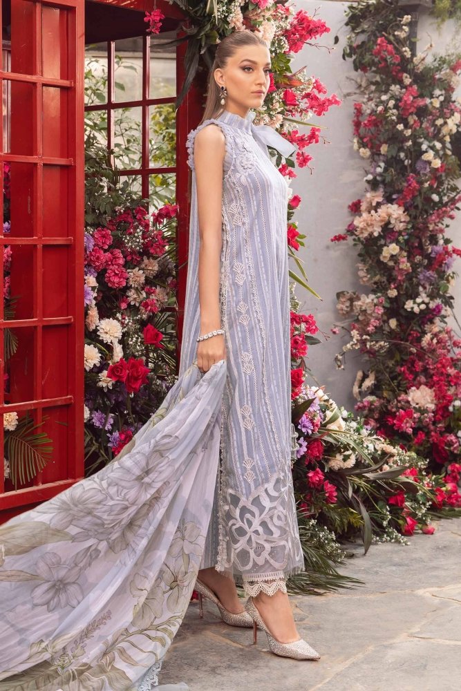 3PC - Printed Lawn Zarri Shirt With Voile Printed Dupatta - 1529 - Sapphire Studios
