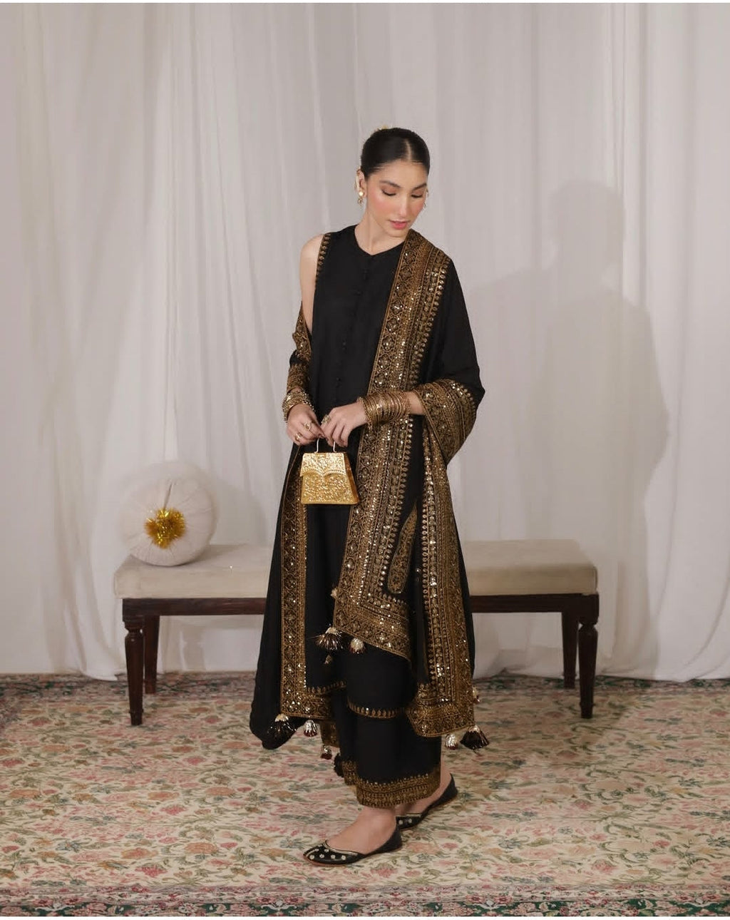 Lawn-3PC Embroidered Shirt with Organza Sequins Embroidered Dupatta- 5135