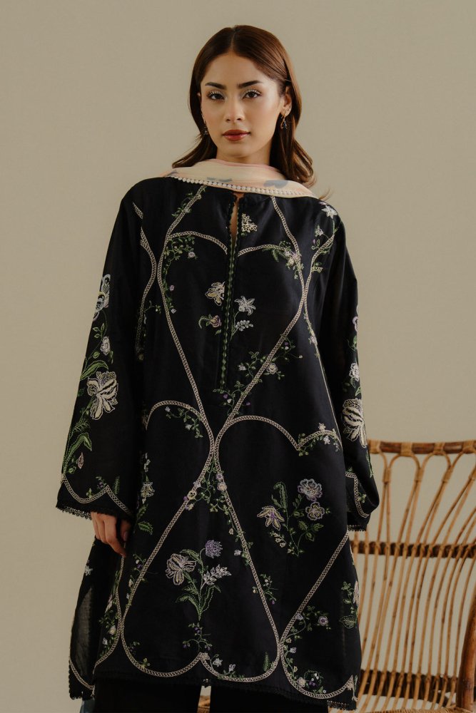 Lawn - 3PC Embroidered Shirt with Digital Printed Jacquard Dupatta - 1384 - Sapphire Studios