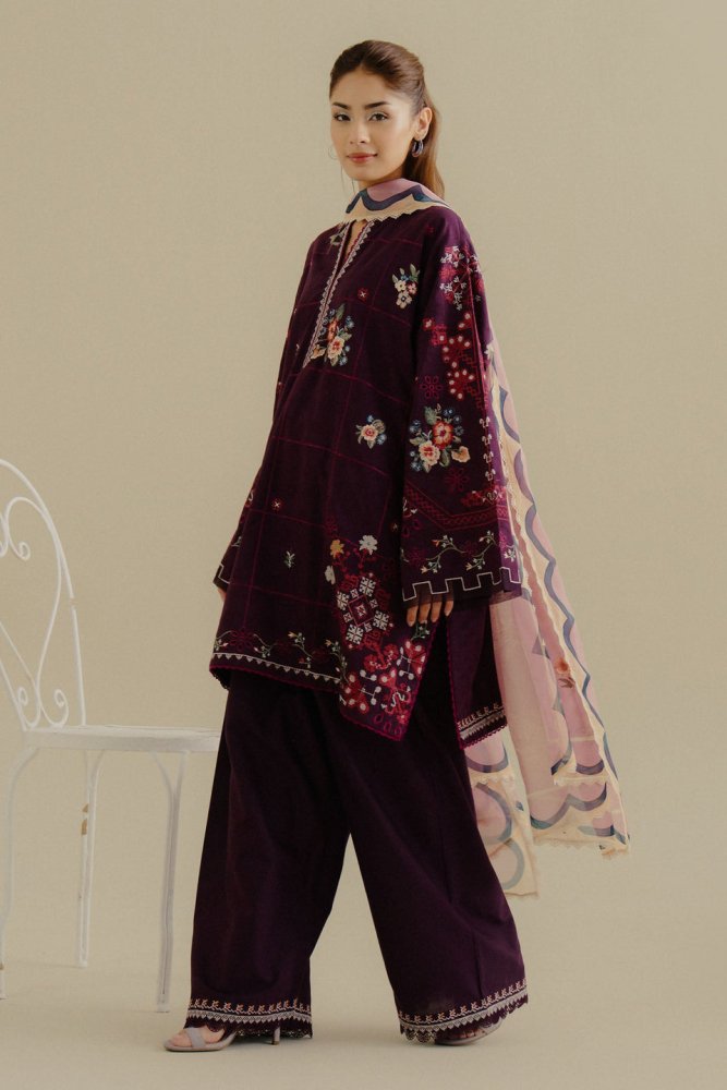 Lawn - 3PC Embroidered Shirt with Digital Printed Jacquard Dupatta - 1406 - Sapphire Studios