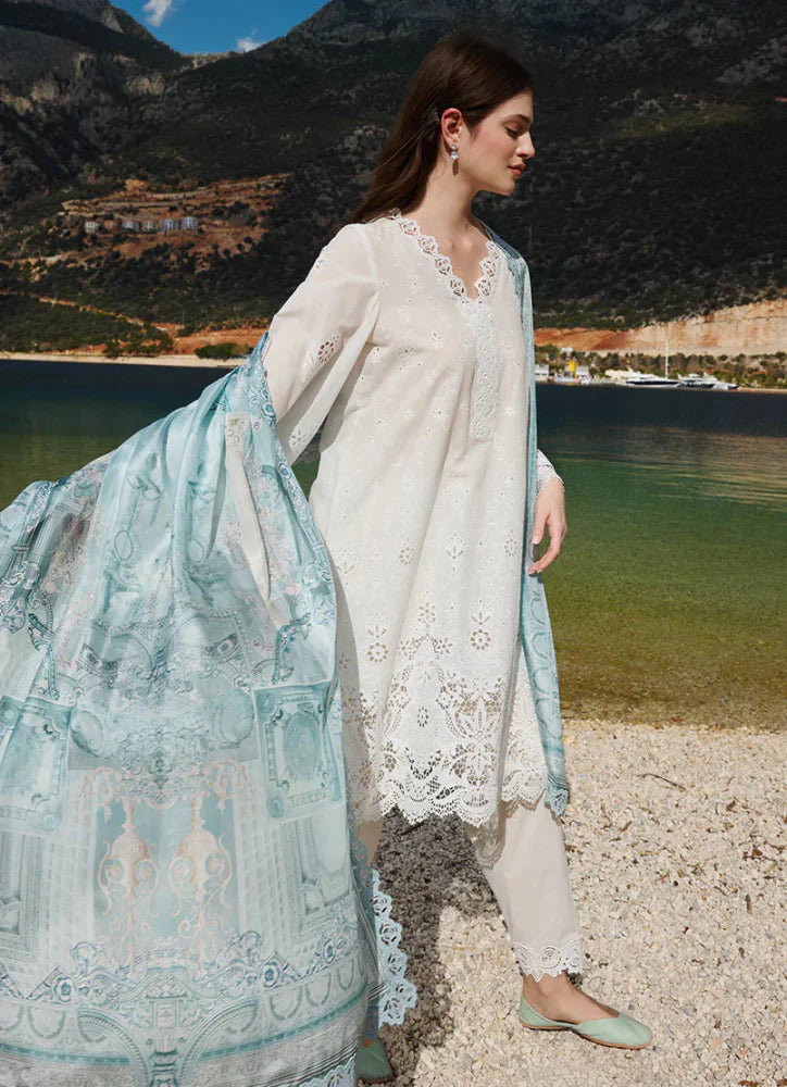 Lawn - 3PC Embroidered Shirt with Digital Printed Jacquard Dupatta - 1407 - Sapphire Studios