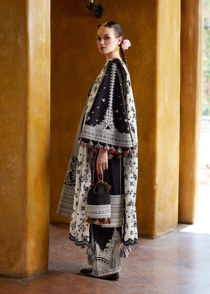 Lawn - 3PC Embroidered Shirt with Organza Embroidered Dupatta - 1372 - Sapphire Studios